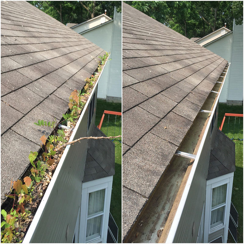 Before and after gutter cleaning in Limerick